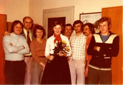 Apflbacher Helmut, Hecht Wilfried, Raffer Rosi (geb. Weghofer), Lang Monika (geb. Bielmeier), Völkl Hans, Hirschmüller Peter, Käser John, Heigl Heinrich (Henry) - 1975